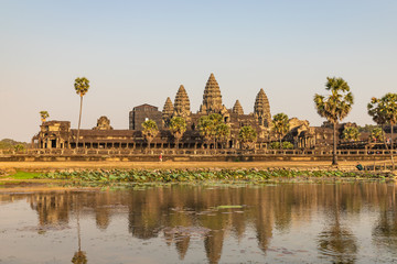Fototapeta na wymiar Angkor Wat temple seen across the lake, Siem Reap, Cambodia