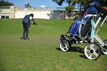 Young Golf player golf background