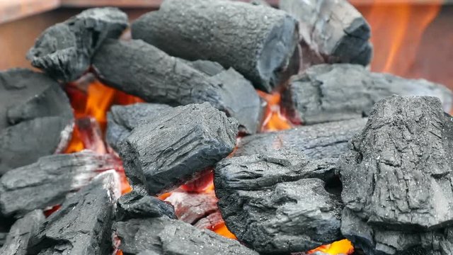 Coal fire close up. 