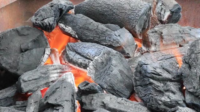 Coal fire close up. 