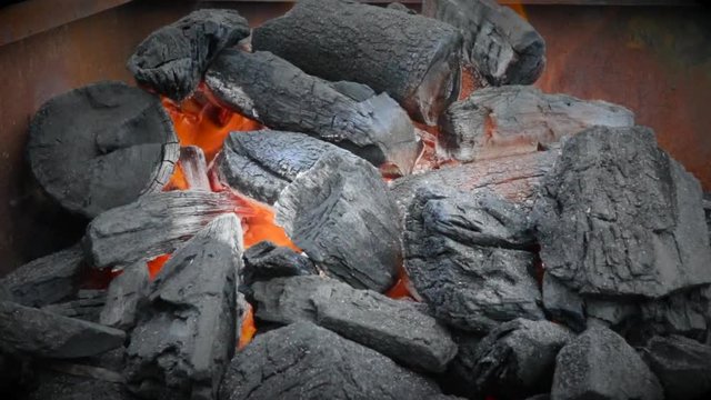 Coal fire close up. 