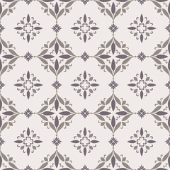 Seamless pattern with simple floral ornament in neutral color