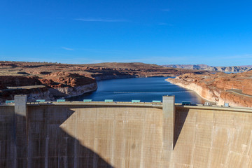 Famous Lake Powell (Glenn Canyon) Dam Near Page, Arizona, USA