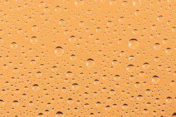 ガラスに付いた水滴 背景サーモンピンク