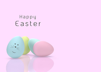 Set of easter eggs on pastel background
