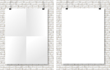 Vector set posters hanging on white wall