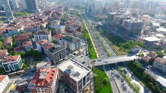 Abstract Top Down Aerial Shot Elevated Highway, Infrastructure Transport