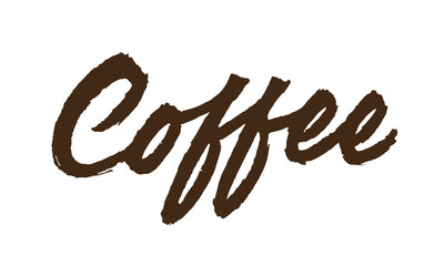 Cofee vector lettering. Handwritten text label. Freehand typography design