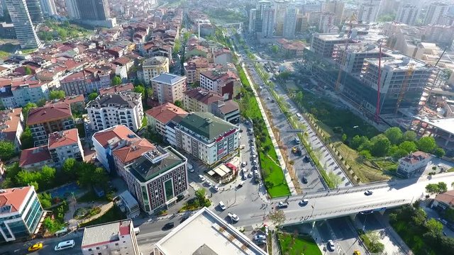 Abstract Top Down Aerial Shot Elevated Highway, Infrastructure Transport