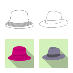 Vector illustration of headgear and cap symbol. Set of headgear and accessory vector icon for stock.