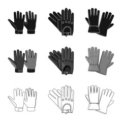 Obraz premium Vector illustration of glove and winter sign. Collection of glove and equipment vector icon for stock.