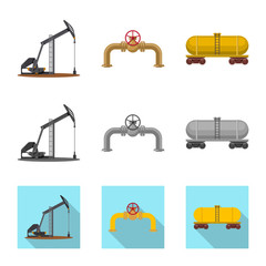 Vector illustration of oil and gas logo. Collection of oil and petrol stock vector illustration.