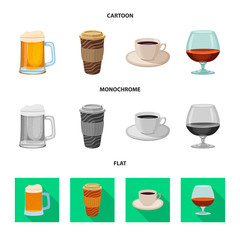Vector illustration of drink and bar symbol. Collection of drink and party vector icon for stock.