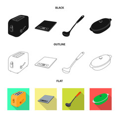 Isolated object of kitchen and cook sign. Set of kitchen and appliance stock vector illustration.