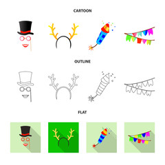 Vector design of party and birthday symbol. Collection of party and celebration vector icon for stock.