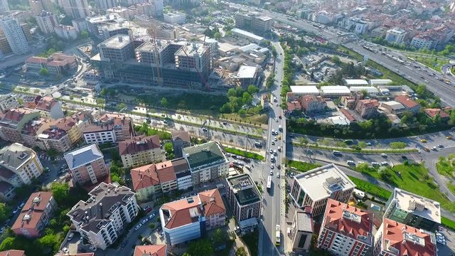 Abstract Top Down Aerial Shot Elevated Highway, Infrastructure Transport