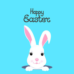 Obraz na płótnie Canvas Cute rabbit looks out of the hole. Happy Easter.