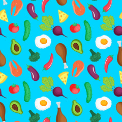 Keto diet. Ketogenic low carb and protein, high fat. vegetables, meat, fish and other food.