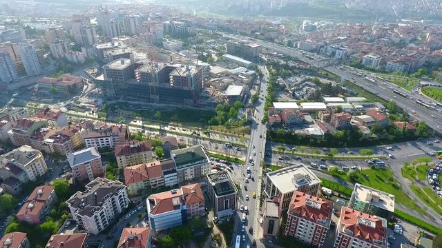 Abstract Top Down Aerial Shot Elevated Highway, Infrastructure Transport