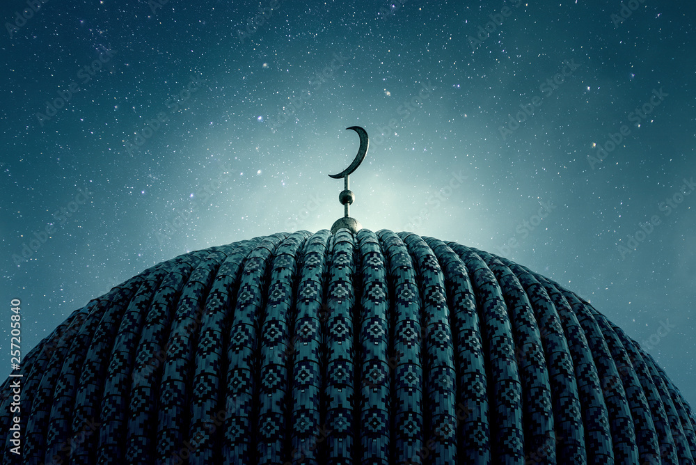 Wall mural Dome of an old Mosque in the Night with stars on the Sky