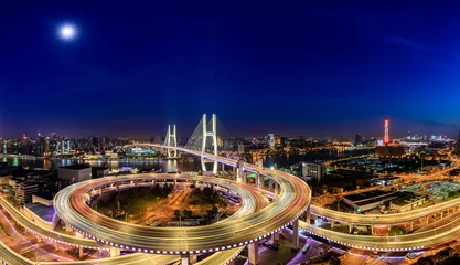 Fototapete Nanpu-Brücke Stadt bei Nacht
