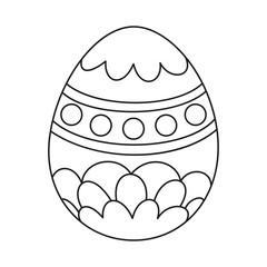 Line art black and white painted easter egg