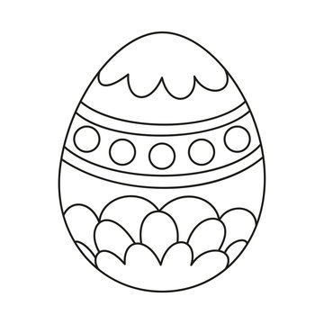 Line art black and white painted easter egg