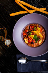 restaurant dishes. Beautiful and tasty food on a plate. beautiful serving food