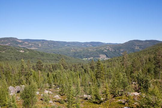 View of Gardnos crater in Meteorite Park near Nesbyen, Norway