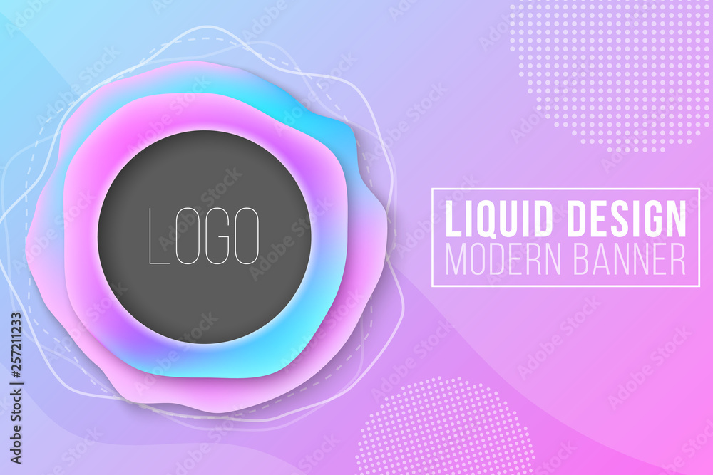 Poster modern abstract banner. fluid design. liquid colored forms. gradient abstract banner with flowing sh