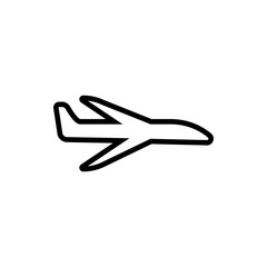 Vector image of a flat, linear aircraft icon. Isolated airplane on a white background
