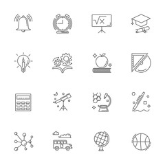 Education thin line icon set