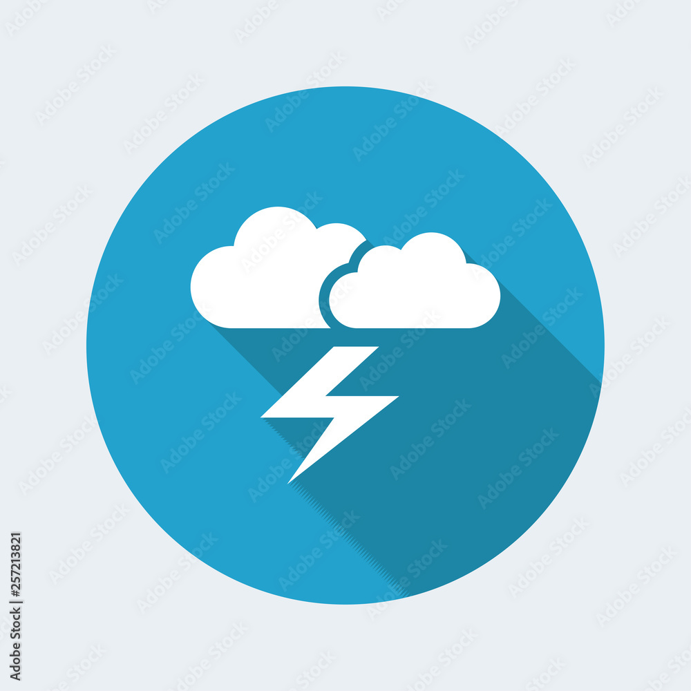 Wall mural clouds and lightning. flat, clean, minimal and isolated vector illustration with minimal and modern 