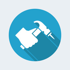 Hammering nail. Flat, clean, minimal and isolated vector illustration with minimal and modern design.