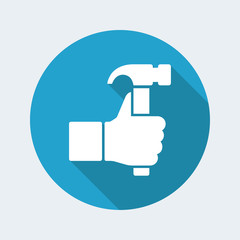 Hand and hammer. Flat, clean, minimal and isolated vector illustration with minimal and modern design.