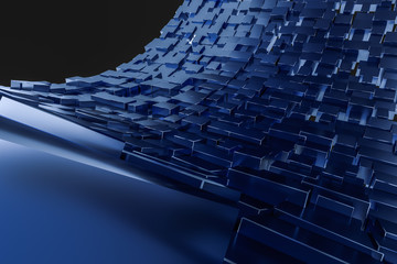 Obraz premium 3d rendering, cube bricks abstract background, dark background