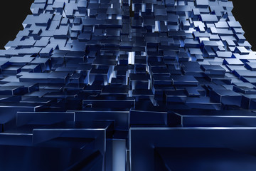 Obraz premium 3d rendering, cube bricks abstract background, dark background