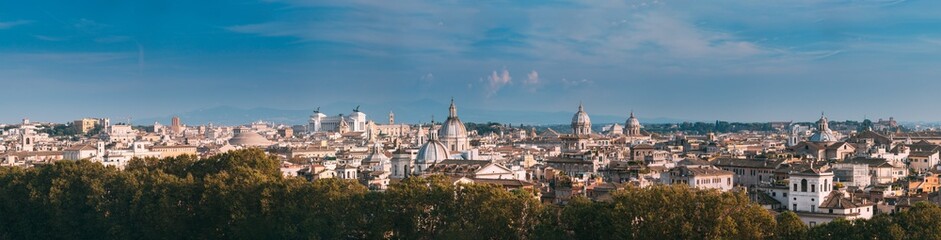 Fototapeta na wymiar Rome, Italy. Cityscape Skyline With Pantheon, Altar Of The Fatherland And Other Famous Lanmarks In Old Historic Town