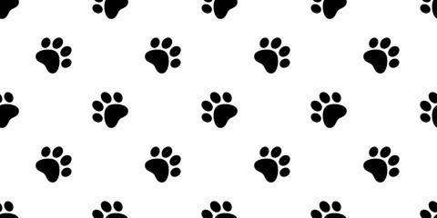 Dog Paw seamless pattern vector footprint pet scarf isolated cartoon cat repeat wallpaper tile background white