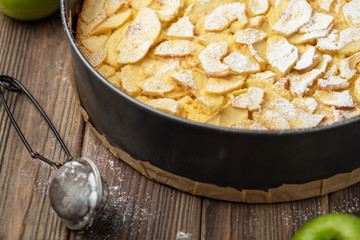 Homemade Organic Apple Pie Dessert Ready to Eat, close up