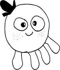 cute octopus with hat tropical sea animal vector illustration