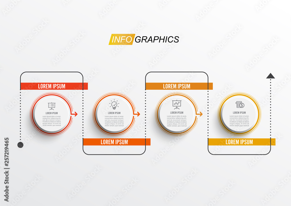 Poster thin line minimal infographic design template with 4 options or steps. can be used for process diagr