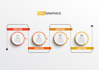 Thin line minimal infographic design template with 4 options or steps. Can be used for process diagram, presentations, workflow layout, banner, flow chart.