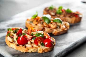 Assortment of traditional Italian bruschettas