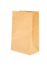 brown paper bag isolated on a white