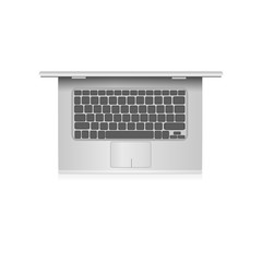 Laptop on white background, top view