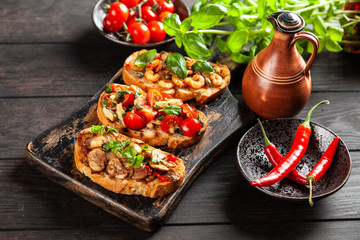 Assortment of traditional Italian bruschettas