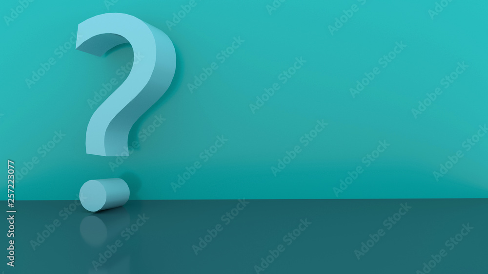 Poster question mark in green background 3d rendering