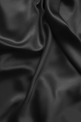 Black luxury wavy rippled glossy silk drapery cloth fabric