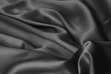 Plakat Black luxury wavy rippled glossy silk drapery cloth fabric